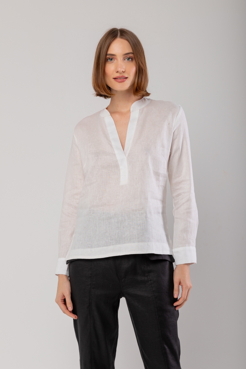 Hidrogênio - PADRE COLLAR SHIRT 100%LINEN OFF WHITE - 19992018